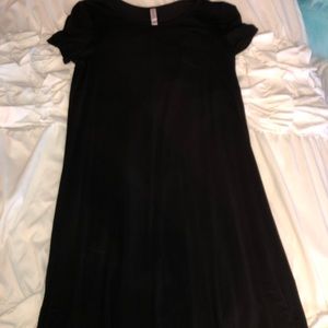 black t-shirt dress with a pocket